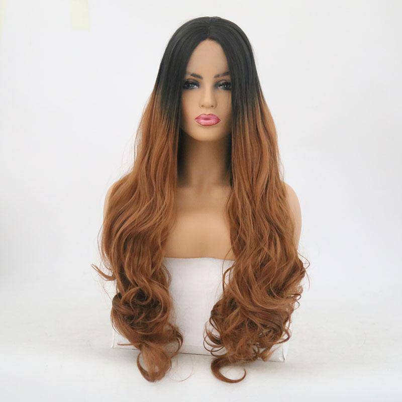 24-inch synthetic lace front wig in T1B/30 black and brown colorway