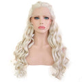 24-inch platinum blonde lace front synthetic wig with a natural hairline