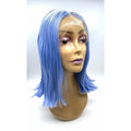 16-inch synthetic lace front wig in color 1B/Silver on a mannequin head