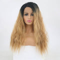 24 inch synthetic lace front wig in black and blonde T1B/613 color gradient
