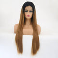 24-inch synthetic lace front wig in 1BT30 color