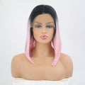 Style 25 14-inch synthetic lace front wig in black and pink