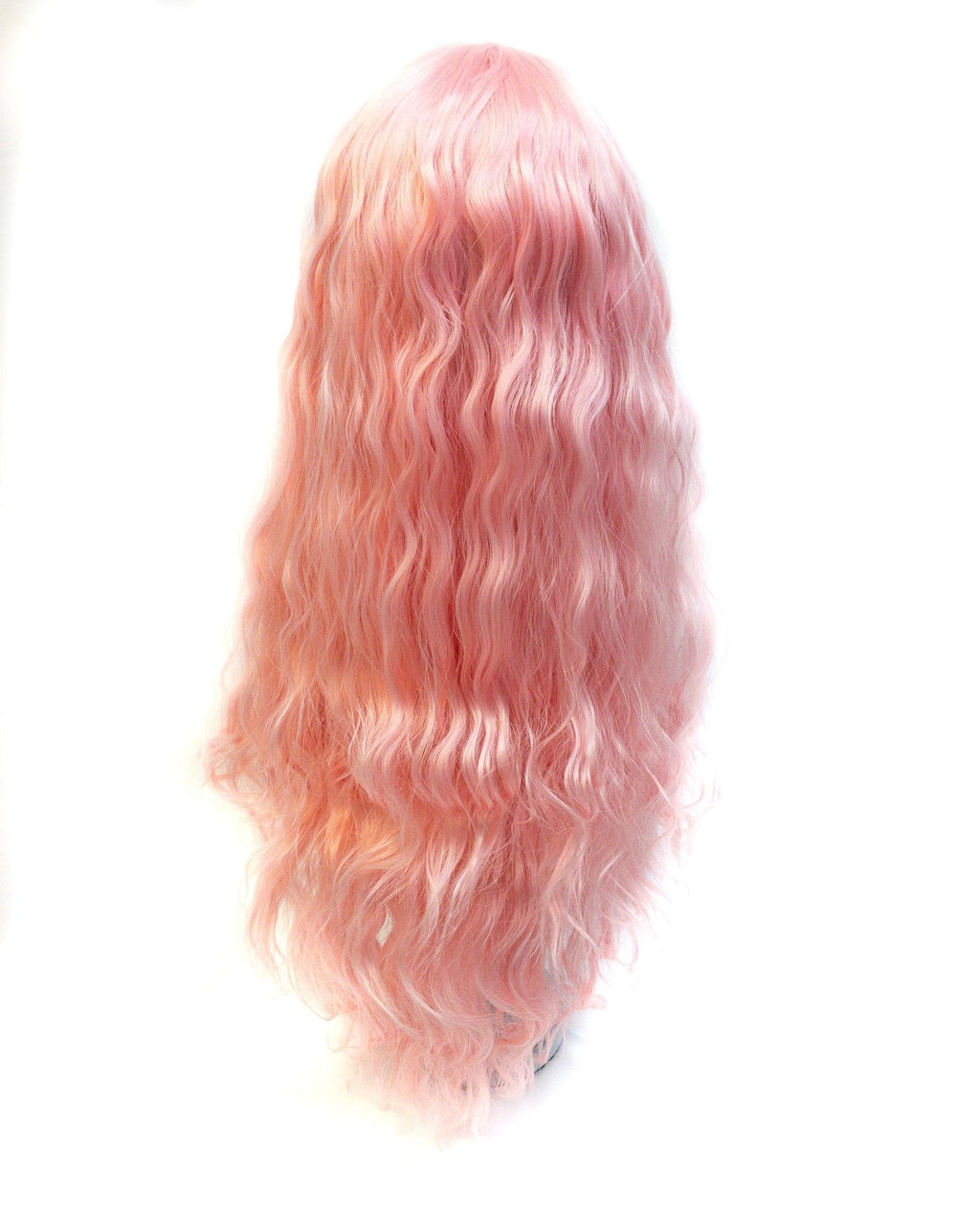18-inch pink synthetic lace front wig with a natural-looking hairline