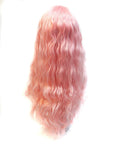 18-inch pink synthetic lace front wig with a natural-looking hairline