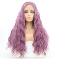 24-inch synthetic lace front wig in solid purple color for costume and fashion styling