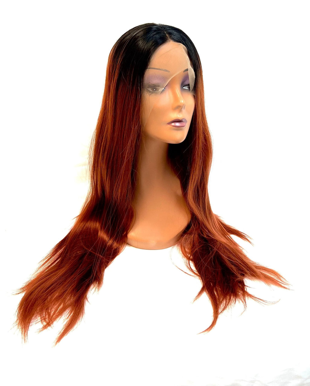 24-inch synthetic lace front wig in color 1B/33 showcasing a long, flowing style.