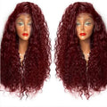 24-inch synthetic lace front wig in deep burgundy Color 118