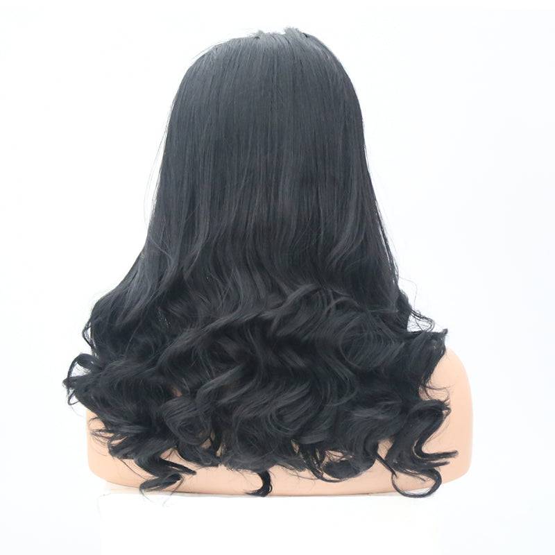 22-inch black synthetic lace front wig with a glamorous, classic style
