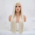 24-inch synthetic lace front wig in Color 60 displayed on a mannequin