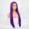 24 inch purple synthetic lace front wig for cosplay and alternative fashion