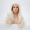 24-inch long synthetic lace front wig in platinum-blonde color 60