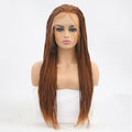 VIP 24-inch braided lace front wig in warm brown Color 30, heat-safe synthetic hair.