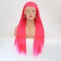 24-inch long pink synthetic lace front wig, color 2315
