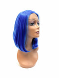 12-inch short blue synthetic bob wig