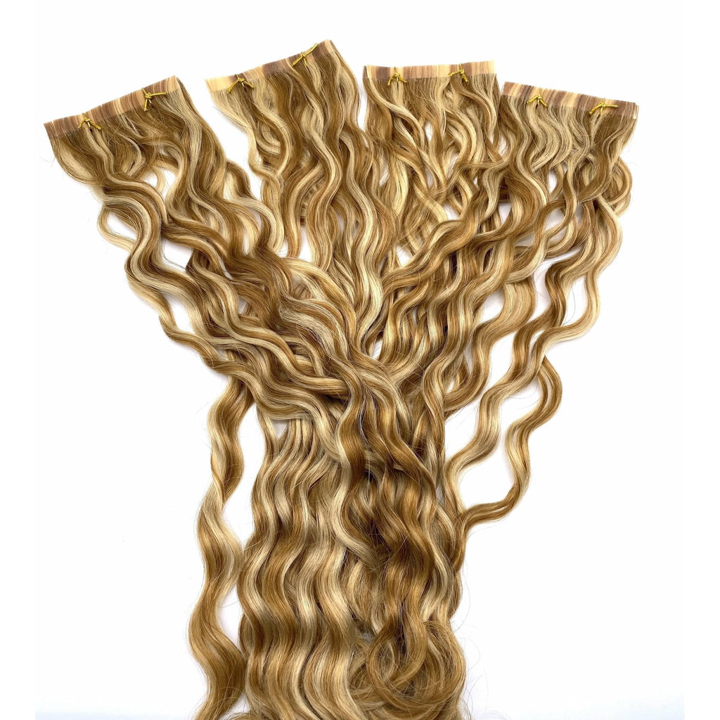 French Wave 18 Inch Tape-In Hair Extensions – 100% Human Hair