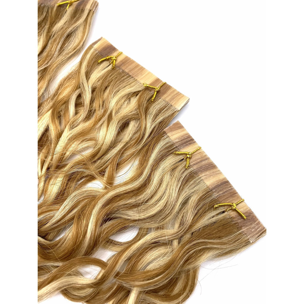 French Wave 18 Inch Tape-In Hair Extensions – 100% Human Hair