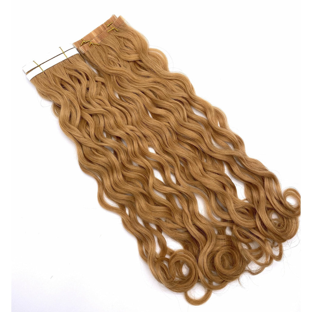 French Wave 18 Inch Tape-In Hair Extensions – 100% Human Hair