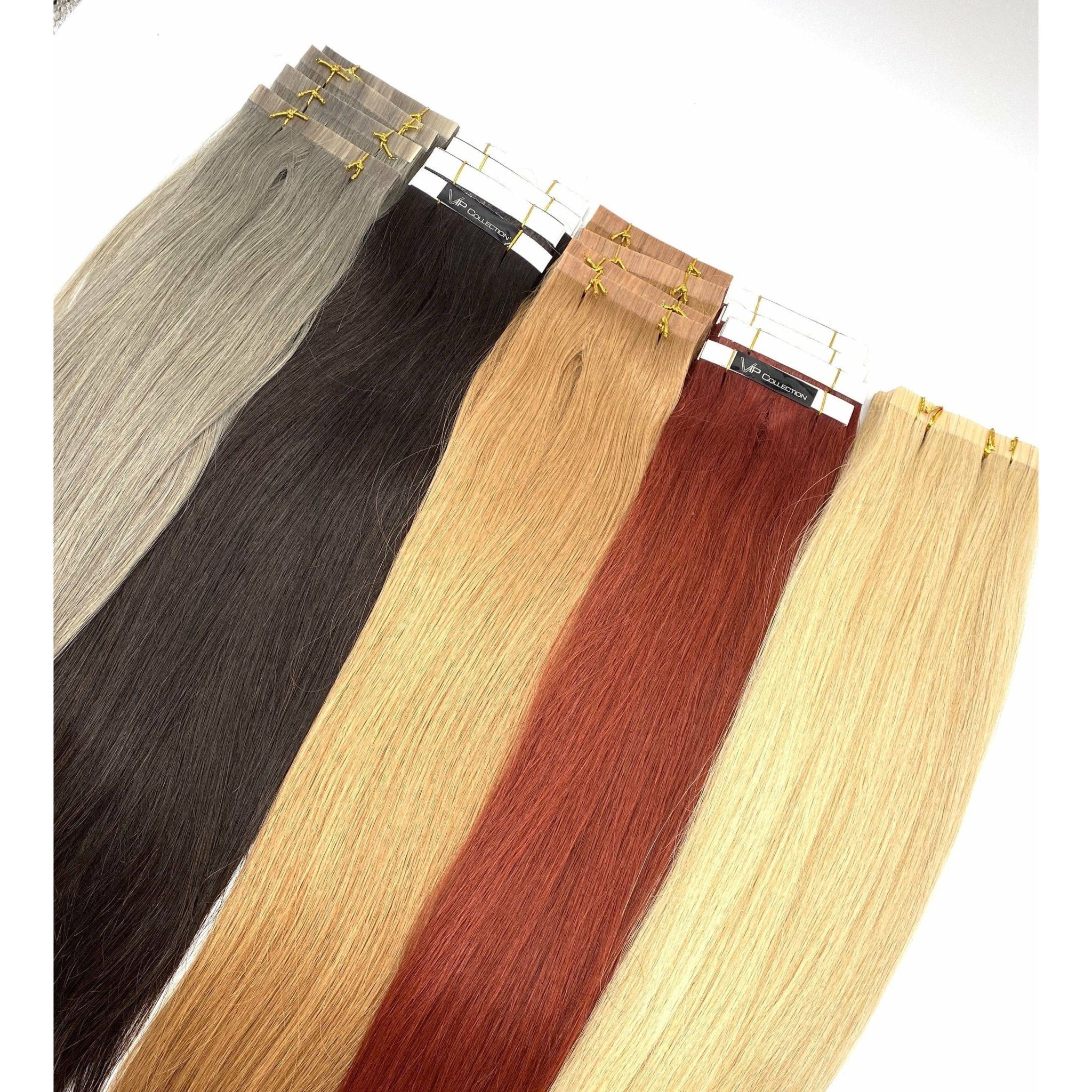 VIP TapeX System 18 inch straight human hair extensions in various shades