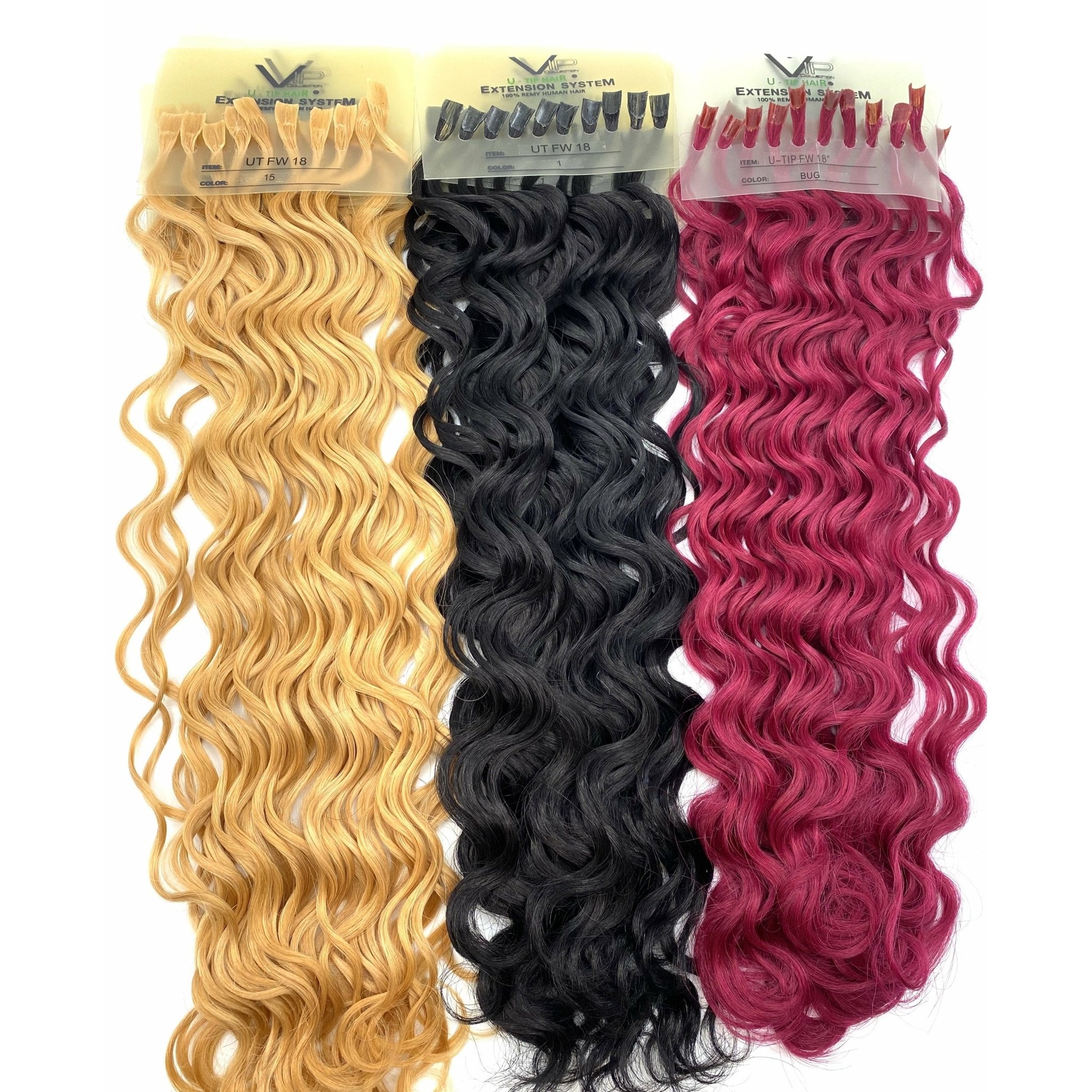 18" Curly U-Tip Human Hair Extensions - French Wave Volume