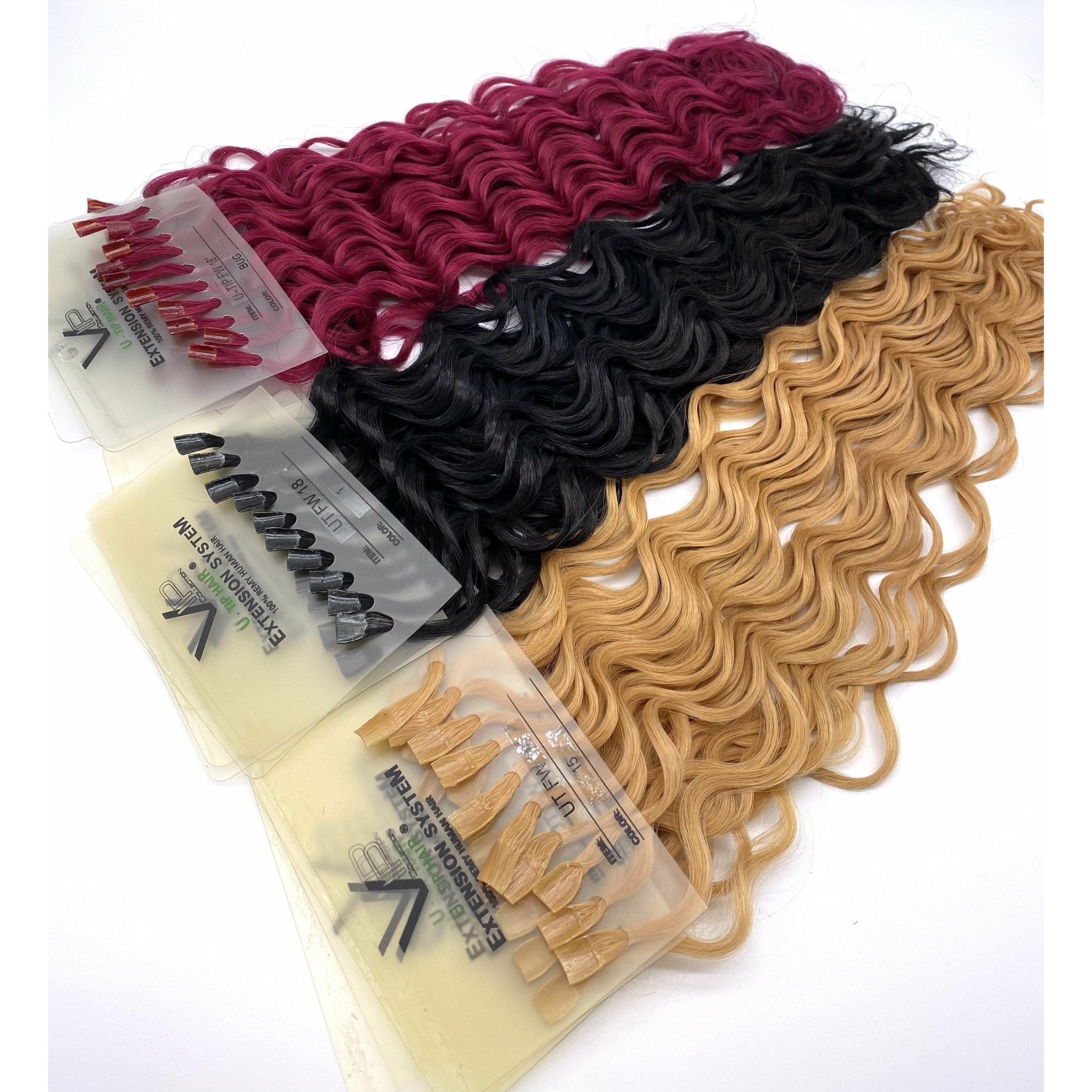 VIP U-Tip 18-inch curly human hair extensions in French wave texture