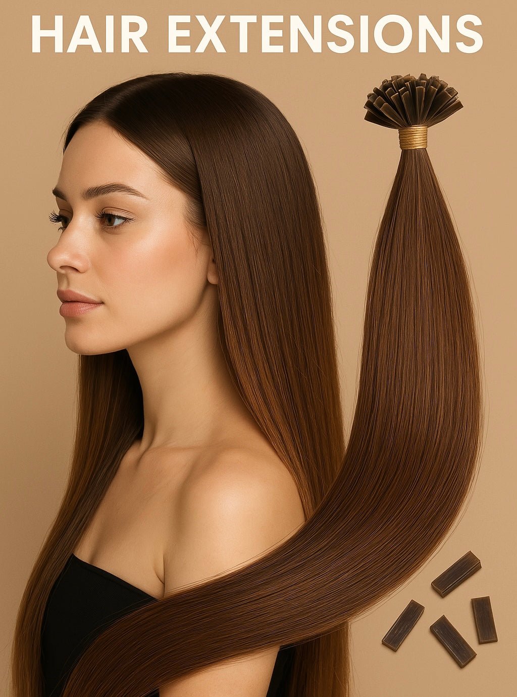 24-Inch Straight U-Tip Hair Extensions - 100 Strands Premium Set