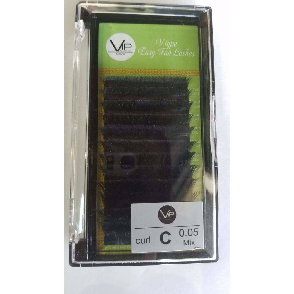 V Type Easy Fan Lashes 0.05 C Curl 12 Lines Black