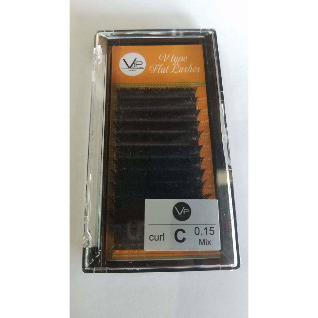 V Type Flat Lashes 0.15mm C Curl Black Extensions 12 Lines