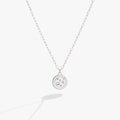 Silver Virgo zodiac pendant necklace with double-sided engraving and crystal accents