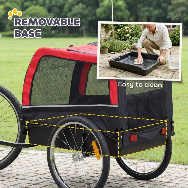 Dog Bike Trailer, Pet Cart Bicycle Carrier with 20" Air Tires, Quick-Release Wheels, Reflectors, Flag