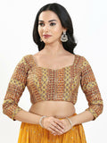 Joban Fashion Red Multi Silk Padded Blouse With Sweetheart Neck 3/4 Sleeves