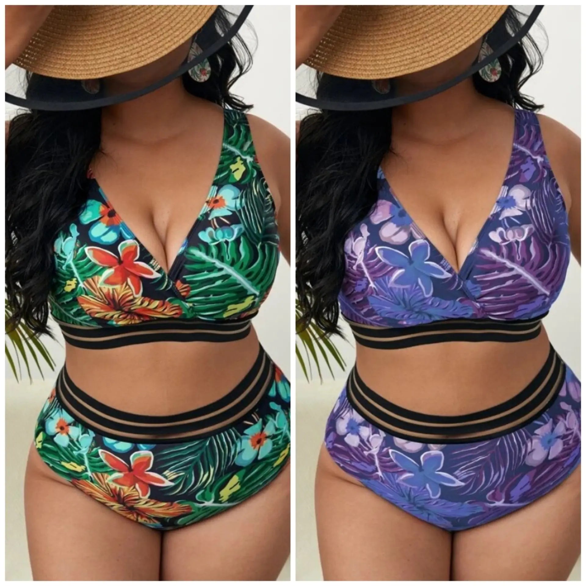 Women's Plus Size High-Waist Bikini Swimwear