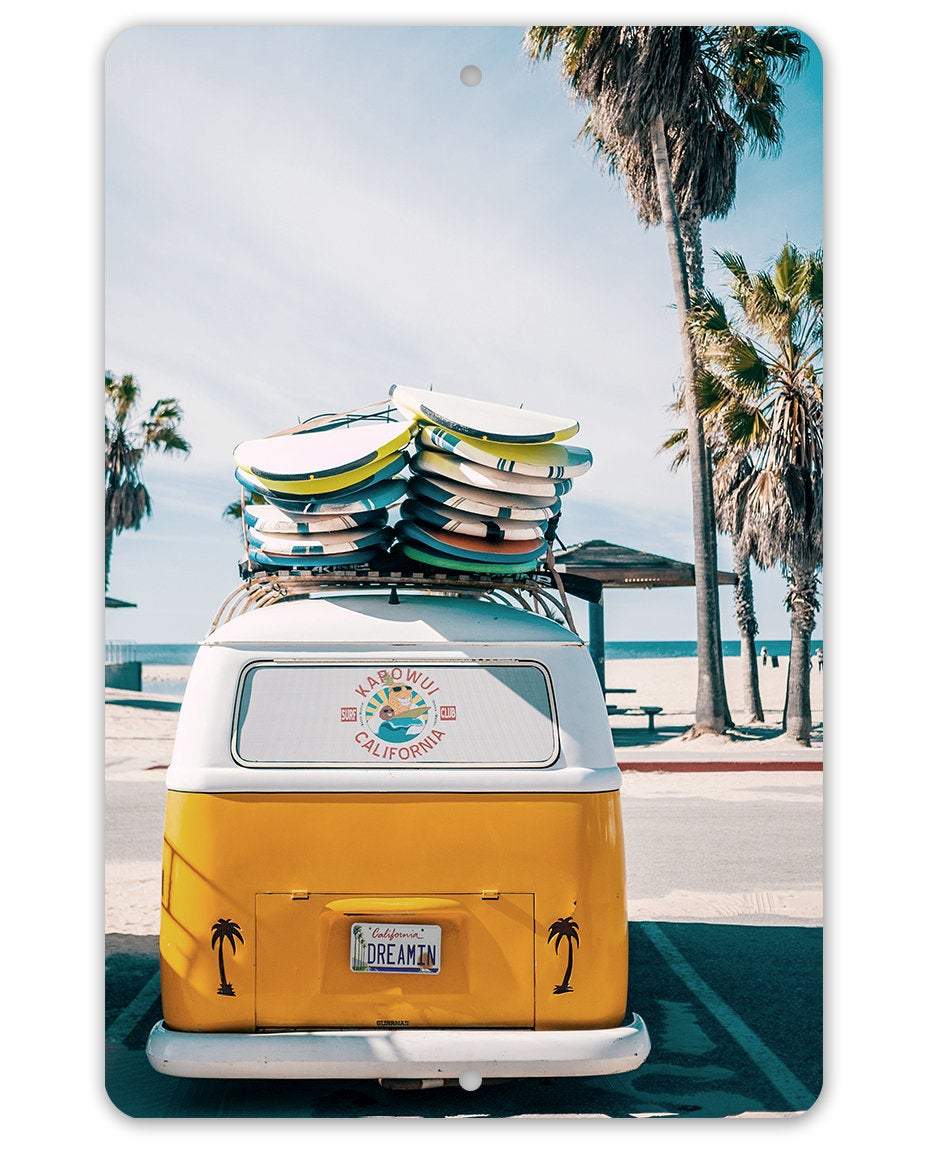 Volkswagen California Dreamin Surf Van - Metal Sign