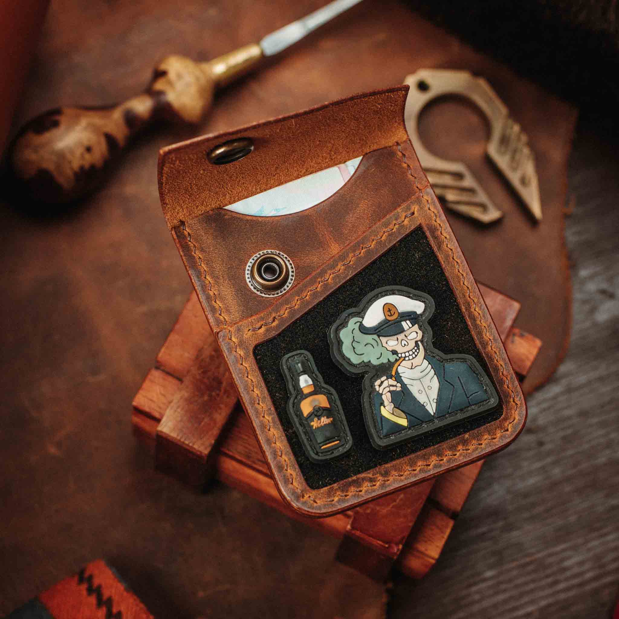 Leather Velcro Wallet - Voyager v2 | Patch Display Card Holder | EDC