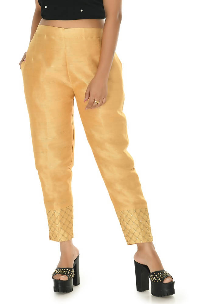 Women's Golden Silk Ankle Pant - Classic Formal Tapered Fit