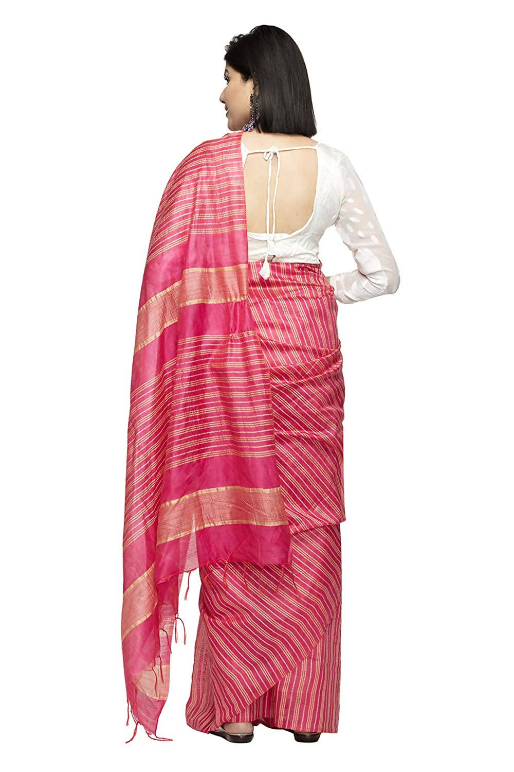 Magenta Colour Bhagalpuri Saree with Matching Blouse Piece