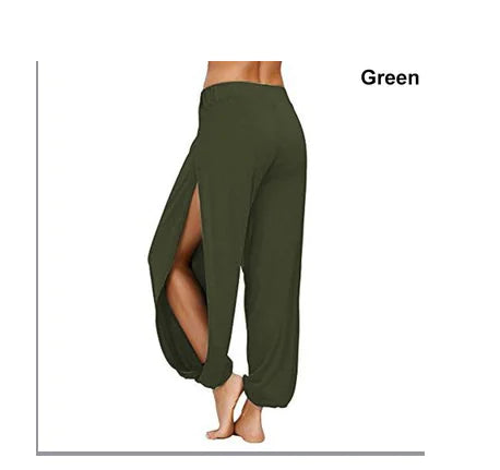 Solid Elastic Waist Side Split Beach Pants for Women - Image 10