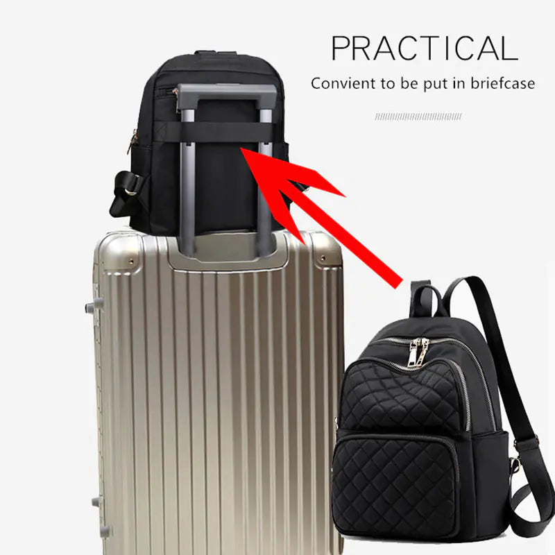 Waterproof Women's Backpack with Large Capacity and Gold Zipper