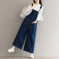 Women's Denim Overall Cropped Jumpsuit in Light and Dark Blue - Image 9