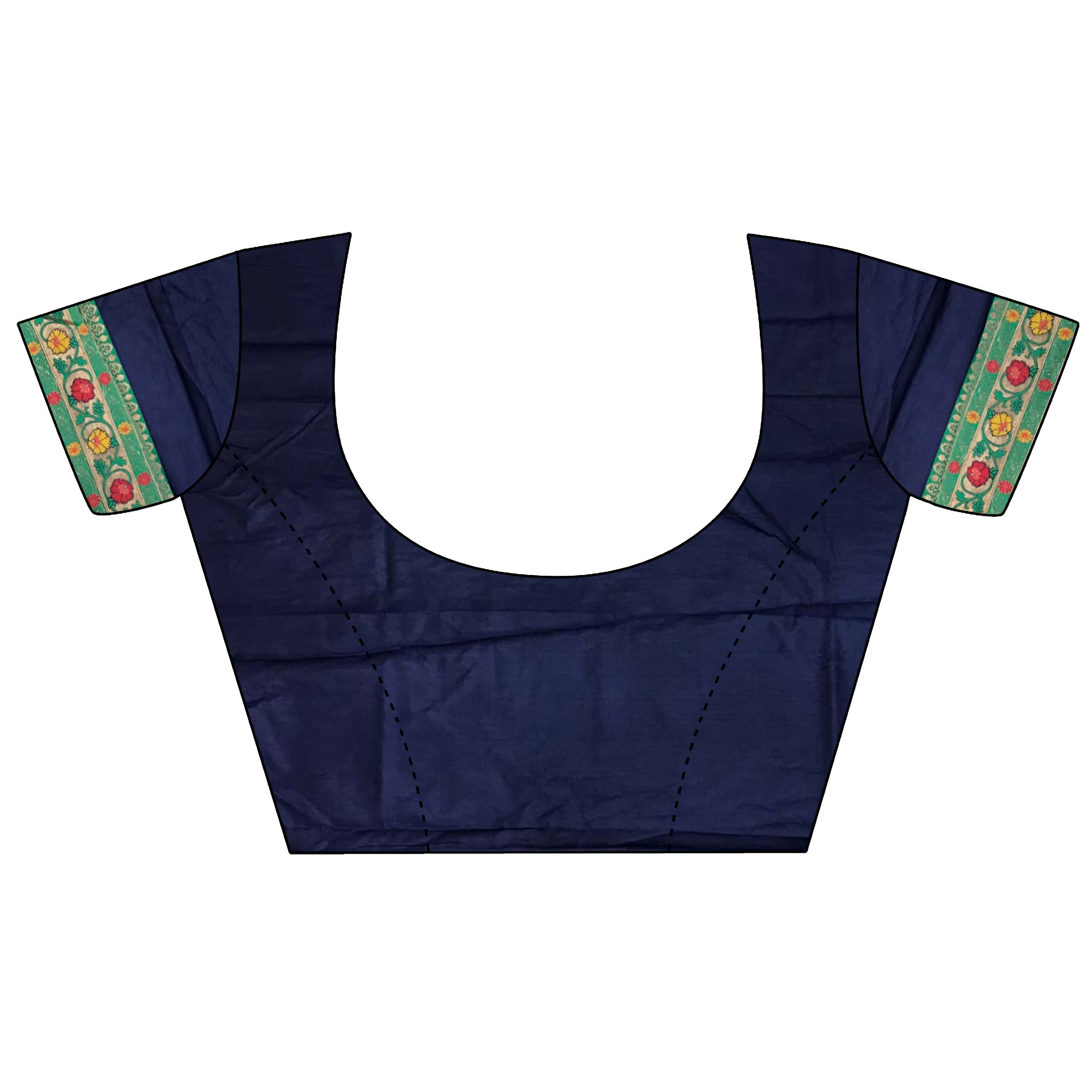 Navy Blue Banarasi Soft Silk Woven Saree with Matching Blouse