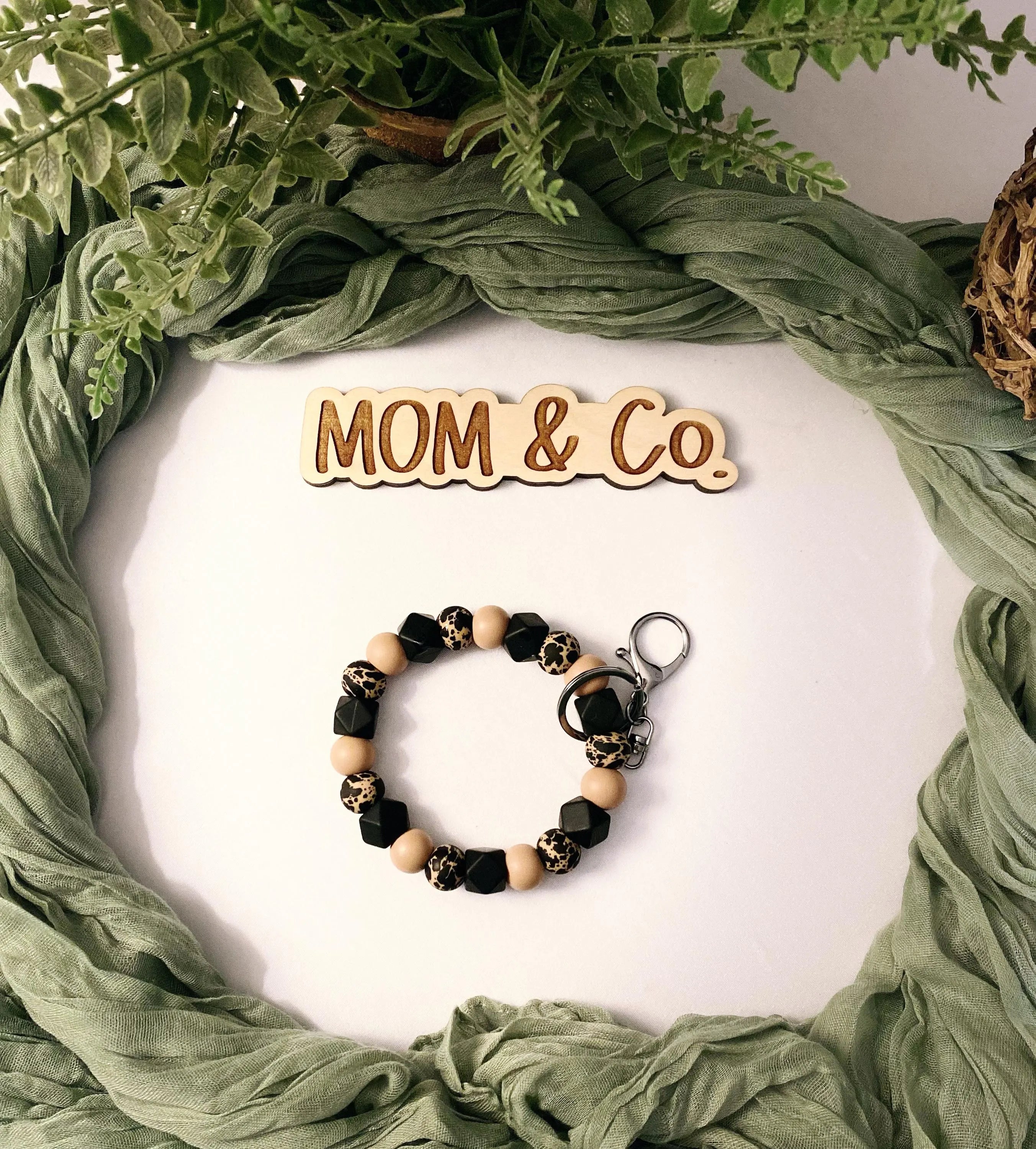 Brown Cow Silicone Bead Wristlet