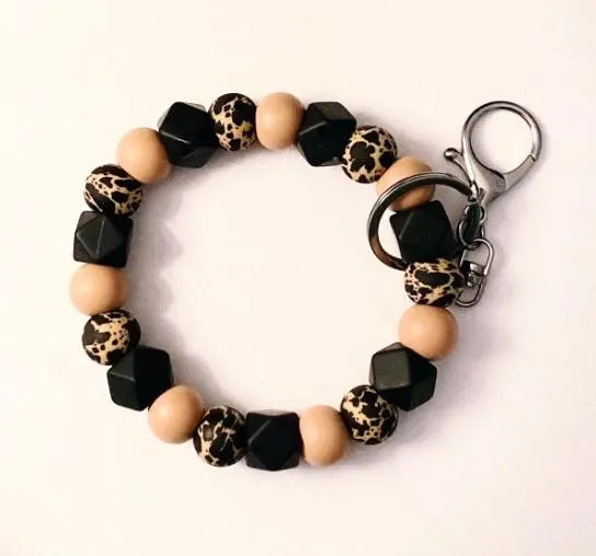 Brown Cow Silicone Bead Wristlet
