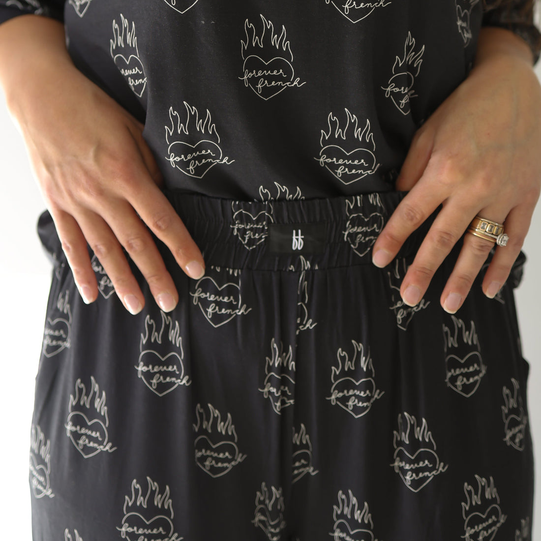 Women's Boxy Tee Lounge Set | Flaming Hearts