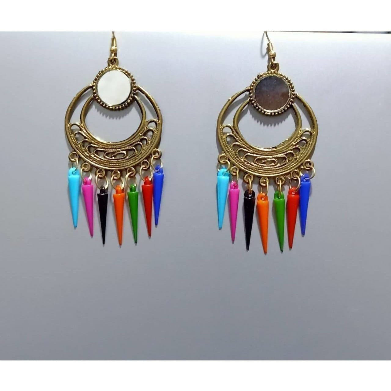 Multi-colored alloy Chandbali earrings for party wear