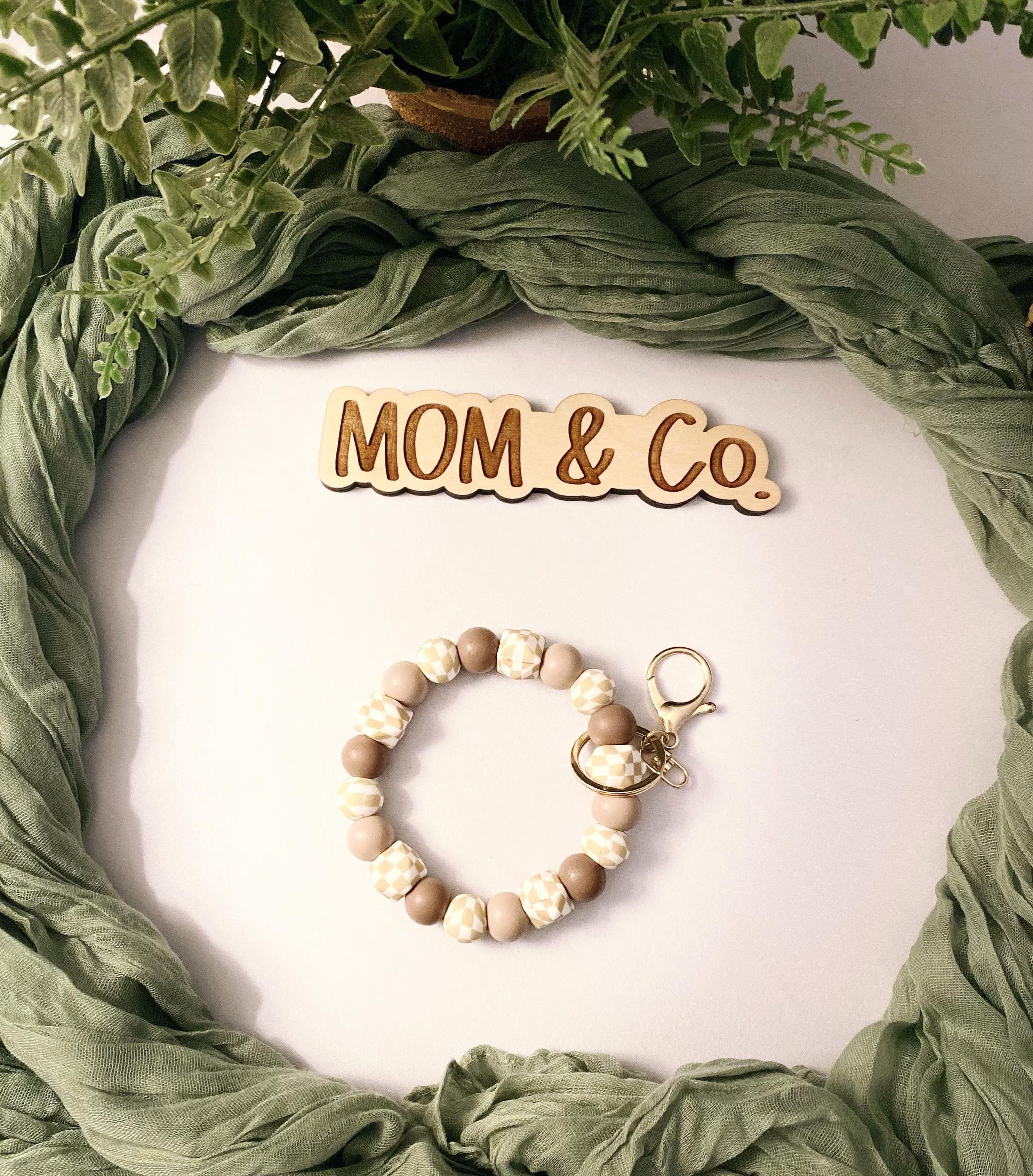 Checkered Silicone Bead Wristlet