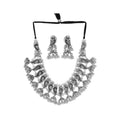 Silver color choker necklace featuring parrot design and traditional ghungru accents
