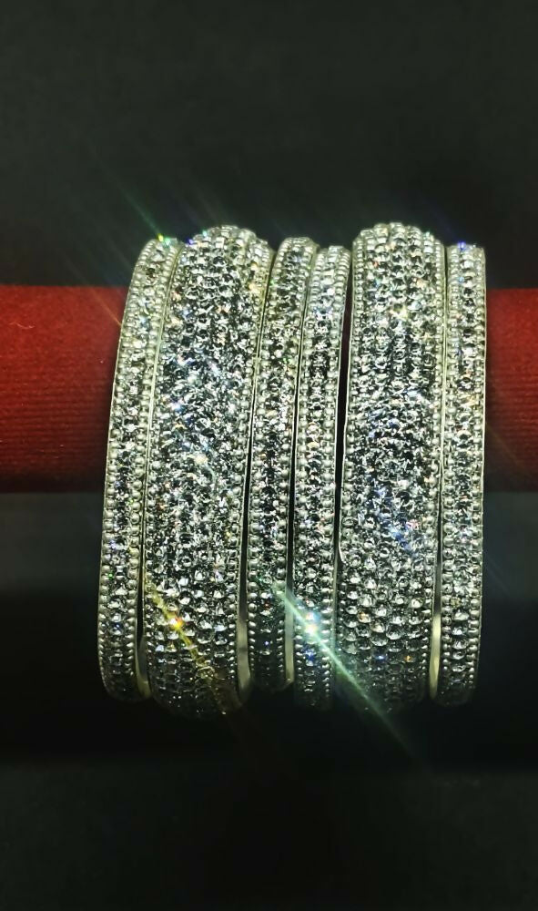 Silver Crystal Diamond Bangle Set for Women Elegant Statement Jewelry