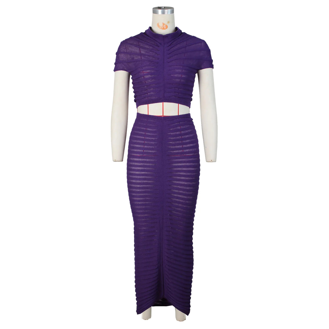 Women's Knit Sheer Two Piece Crop Top and Skirt Club Outfit - Image 12