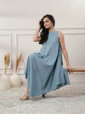 Joban Fashion Women's Smoke Blue Sleeveless Dress