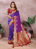 Violet Silk Saree with intricate woven craftsmanship