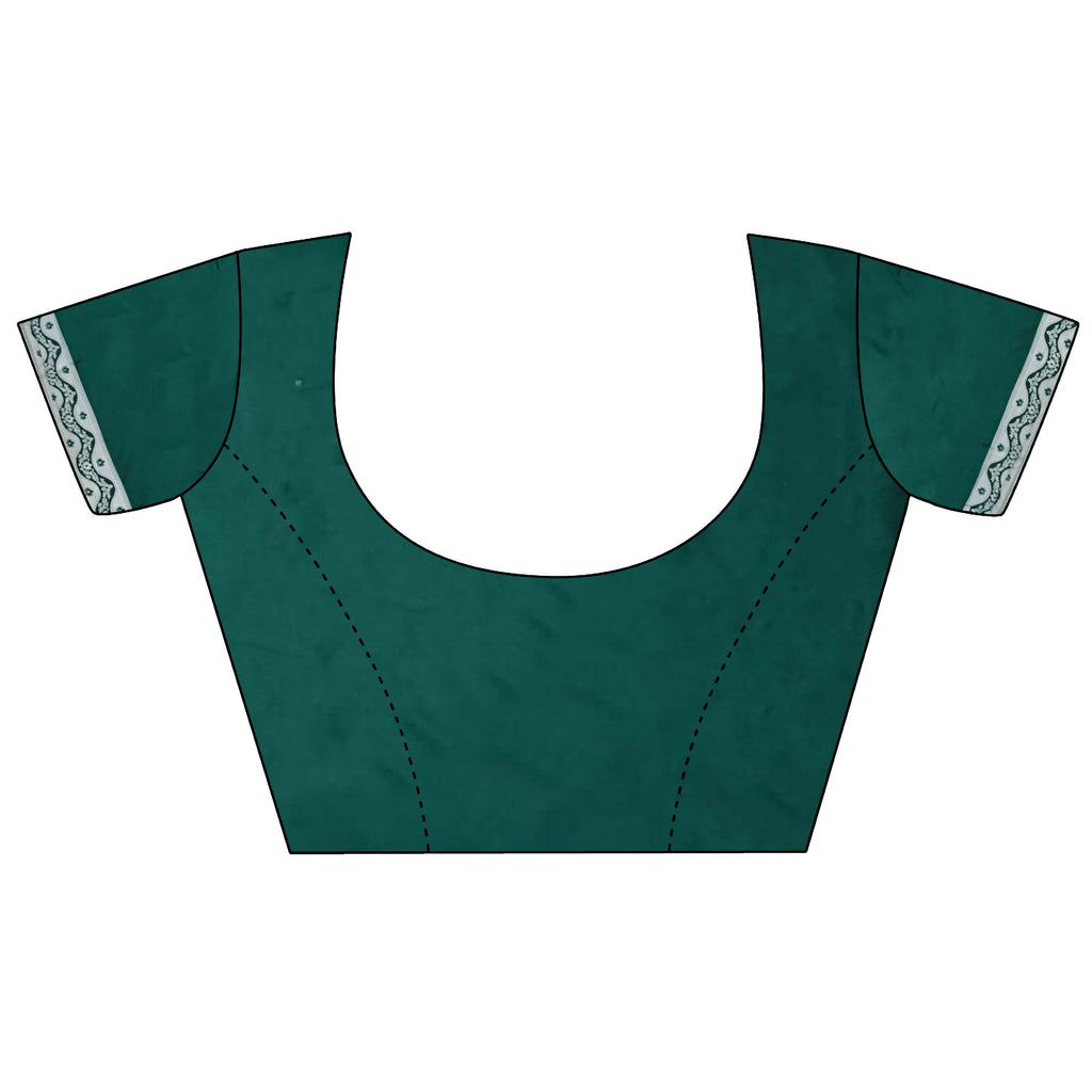 Dark Green Jacquard Woven Lichi Soft Silk Banarasi Saree